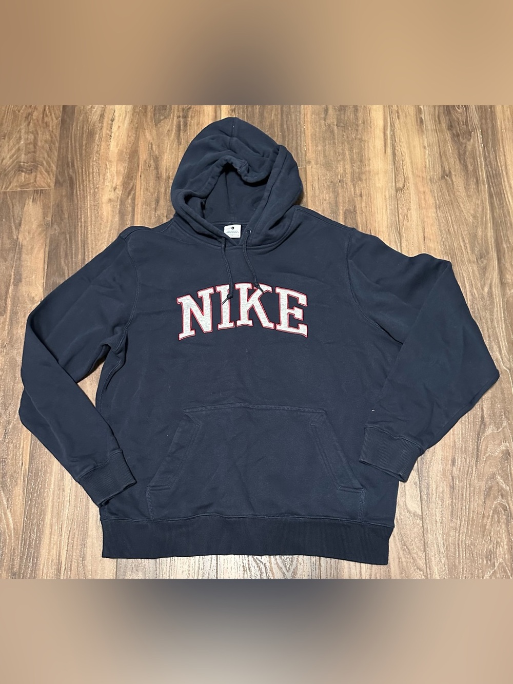 Vintage Nike Spellout Embroidered Hoodie Navy Men’s Large L Long Sleeve Pullover